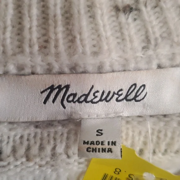 Women Madewell Speckled Ribbed Pullover Sweater | Crewneck Textured Knit | Small - Picture 5 of 6